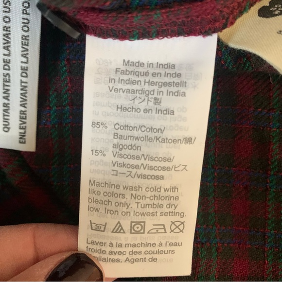 Madewell women shirt Medium Red Green Plaid Westlake Long sleeve button down - Picture 7 of 12